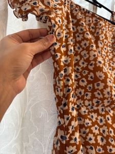 Woman Brown Floral Midi Dress