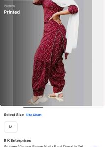 Maroon Printed Kurta Pant Dupatta Set