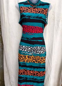 Chic Sleeveless Animal Print Dress