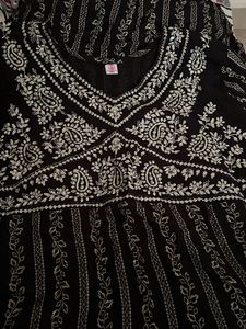 Elegant Embroidered Black Kurta