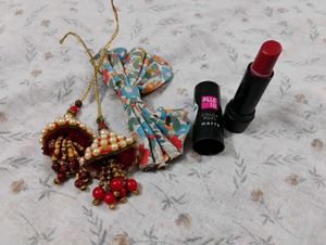 Beautiful Jhumka Earrings & Matte Lipstick
