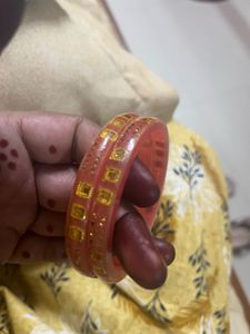 Pretty Pink &amp; Gold plastic Bangles