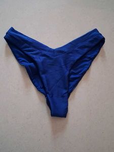 L Blue Textured Bikini Bottom