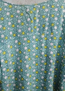 Green Floral Bell Sleeve Top