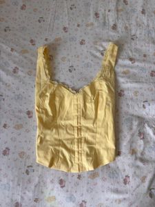 Cute Yellow Lace Trim corset like Top