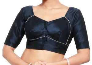 Elegant Black Silk Blouse with Silver Trim