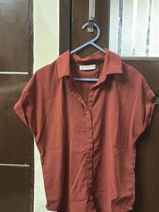 Stylish Rusty Red Collared Shirt