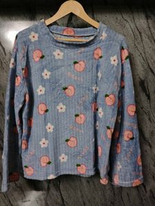 Cute Peach Print Cozy Top