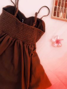 Brown Textured Twist Front Top 🏆