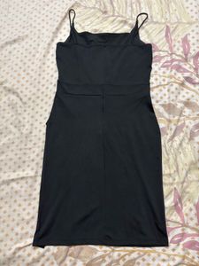 Sleek Black Spaghetti Strap Mini Dress
