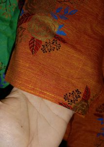 Printed shot Kurti combo - Teal &amp; Orange