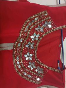 Red Embellished Kurta Set