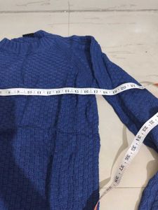 Blue Textured Knit Sweater