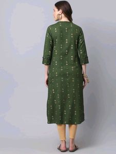 Mehedi Green Kurta with Diamond Pattern