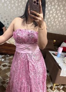 Sparkling Pink Strapless Gown🎀❤️🦋