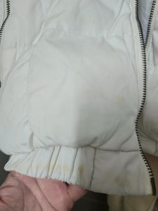 White Puffer Jacket with Faux Fur Hood