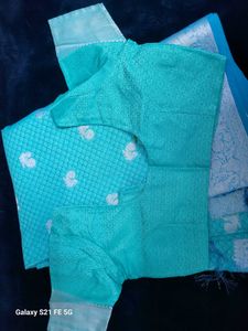 Elegant Teal Saree with Silver Weave