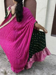 Elegant Green &amp; Pink Lehenga Choli