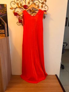 New One Zara Bright Orange Full Length A Line Dres