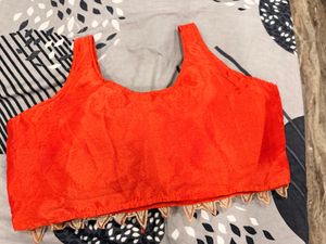Stunning Orange Embroidered Lehenga Choli