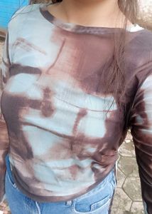 Sheer Tie-Dye Mesh Top with freebie earings