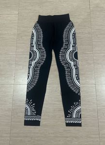 Stylish Black Leggings with White Print