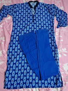 Blue Printed Kurta with leggings
