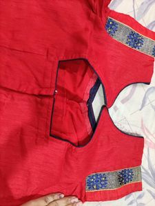 Vibrant Red Ethnic Blouse pack of 4