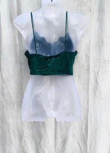 83209. Velvet Lace Trim Crop Top