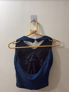 Sparkly Blue Halter Crop Top