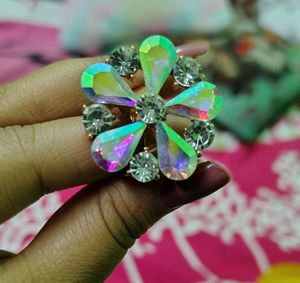 Sparkling Crystal Flower Ring