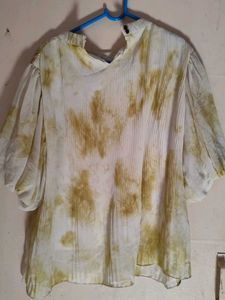 Unique Pleated &amp; Tie-Dye Top