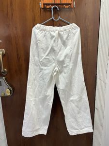 White Wide-Leg Casual Pants