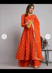 Bust 36 Elegant Rust Anarkali Suit Set