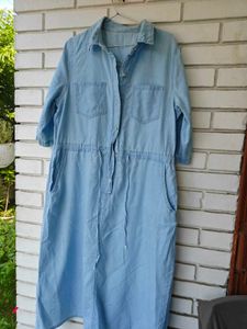 Faded Denim shade Cotton Shirt Dress