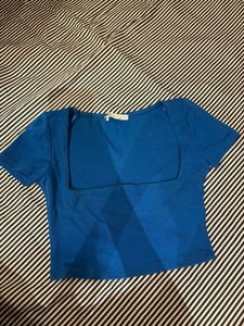 Zara Blue Square Neck Crop Top 🪼