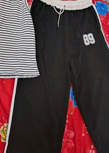 Striped Tank Top &amp; Black Track Pants Set