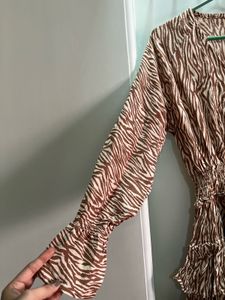 Stylish Zebra Print Tiered Dress