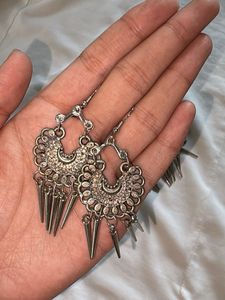 Boho Oxidised Silver Necklace &amp; Earring Set