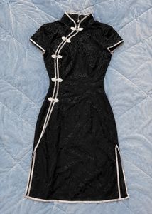 Elegant Black Cheongsam Dress