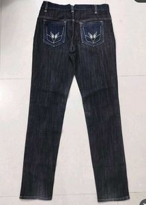 Embroidered Dark Wash Denim Jeans