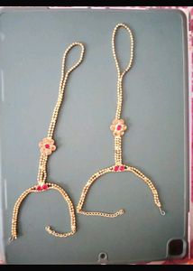 6.Gold Plated Hand Bracelet with Stones