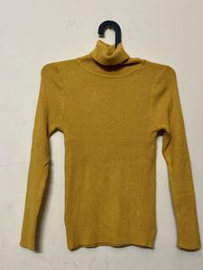 Mustard Yellow Ribbed Turtleneck Top