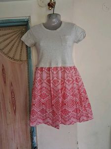Women's Grey & Pink Printed Dress