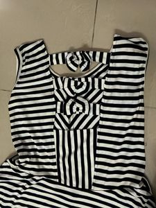 Striped Sleeveless Fit &amp; Flare Dress
