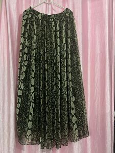 Animal Print Pleated Maxi Skirt