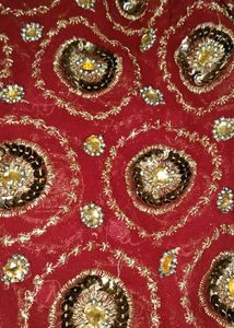 bridal full work Maroon Sequin Dress Material