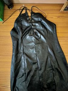 Edgy Faux Leather Mini Dress