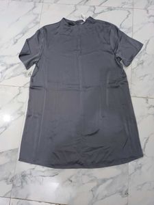 h&amp;mChic Grey Shift Dsatin dress