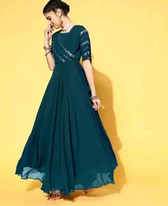 Trendy Saree Gown IN Bottle Green Color